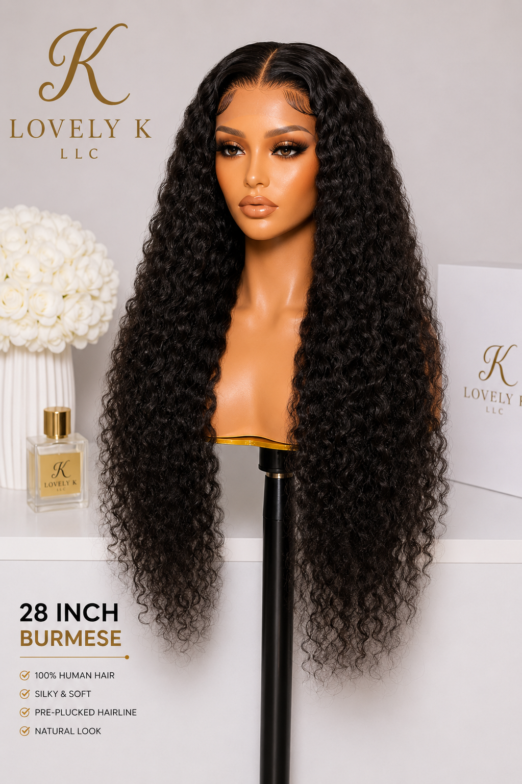 28 Inch Burmese Curly Wig – 100% Human Hair