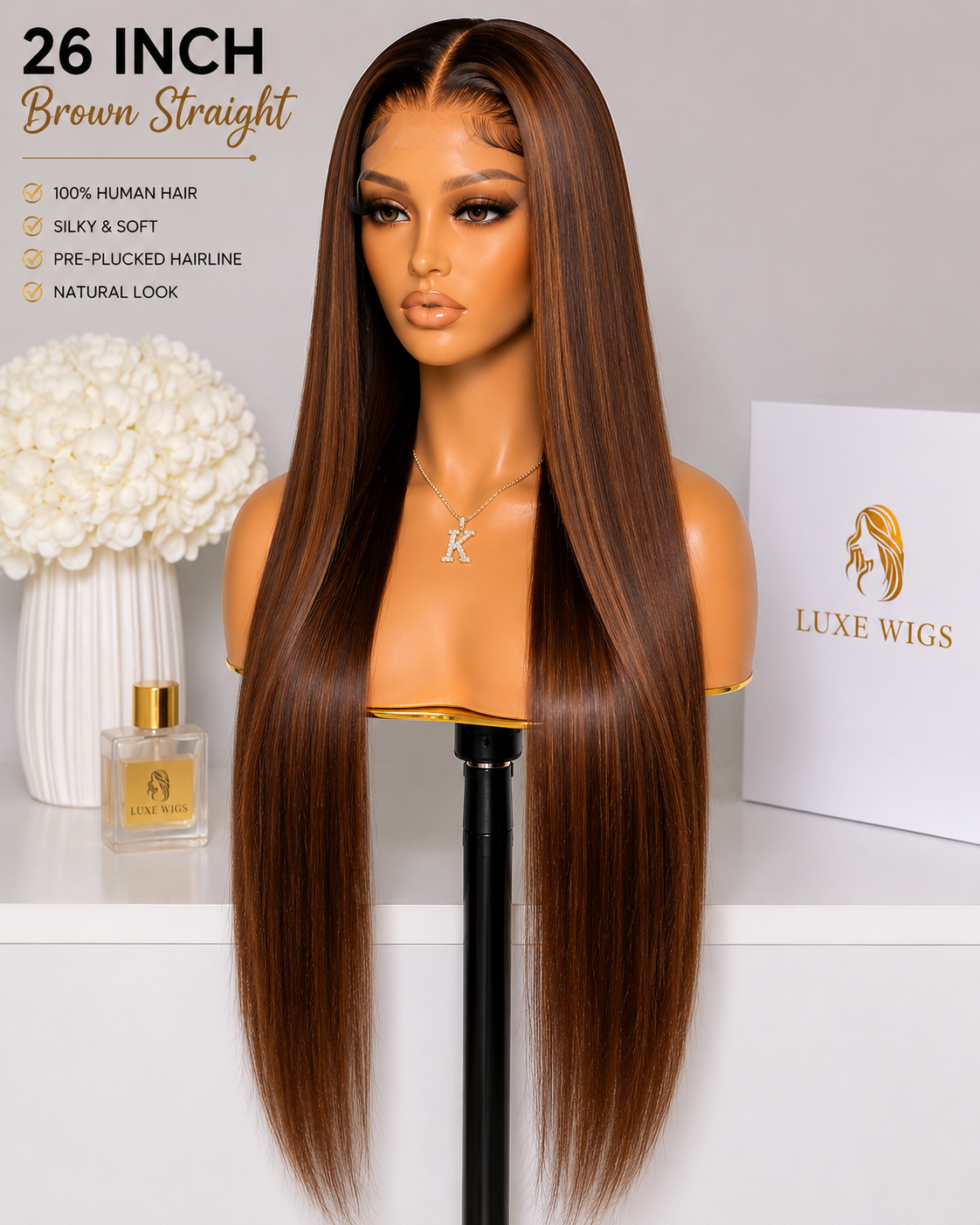 ✨ Mocha Slay 26” Brown Straight Wig ✨