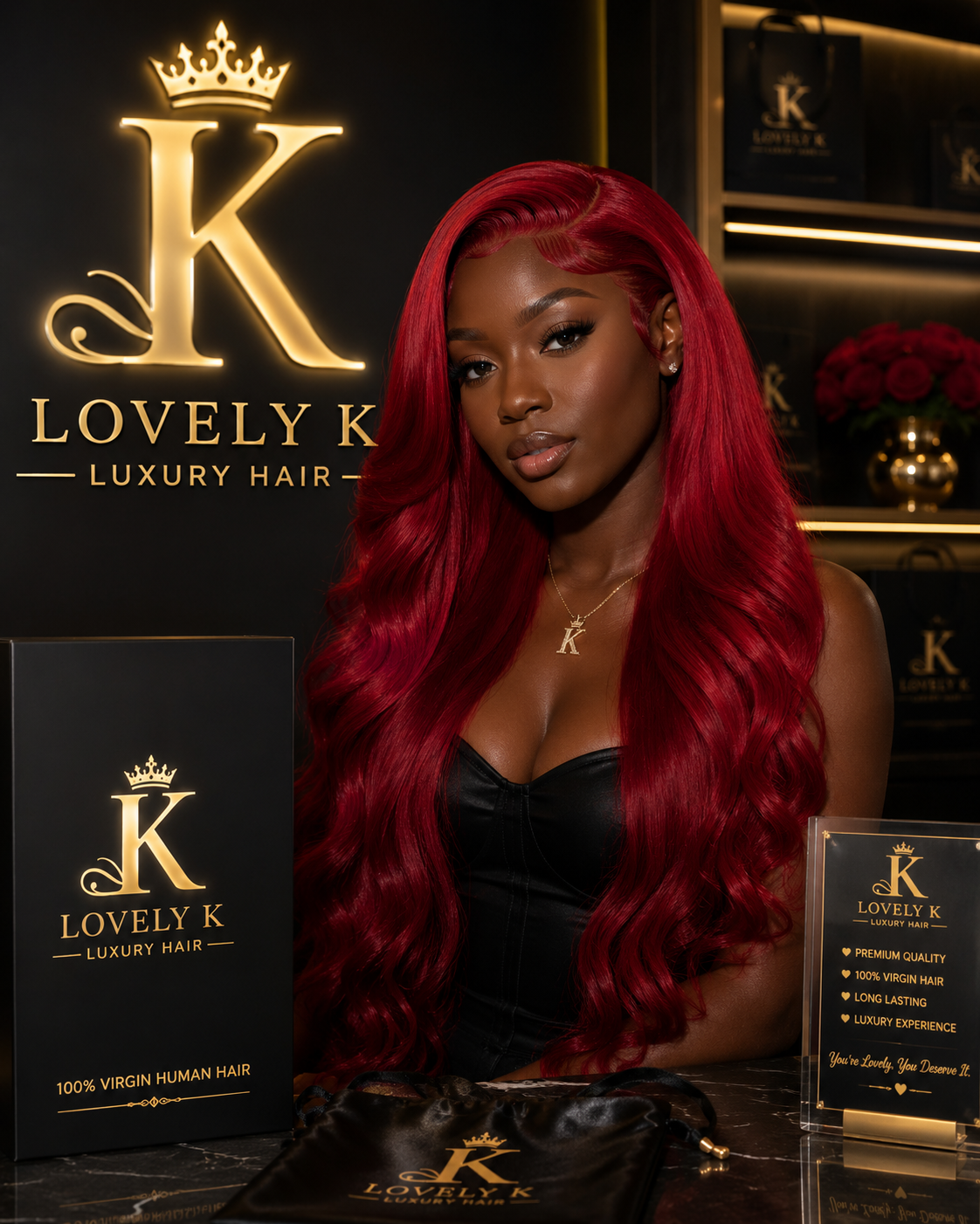 Red Velvet Slay – 28” Luxury Straight Wig